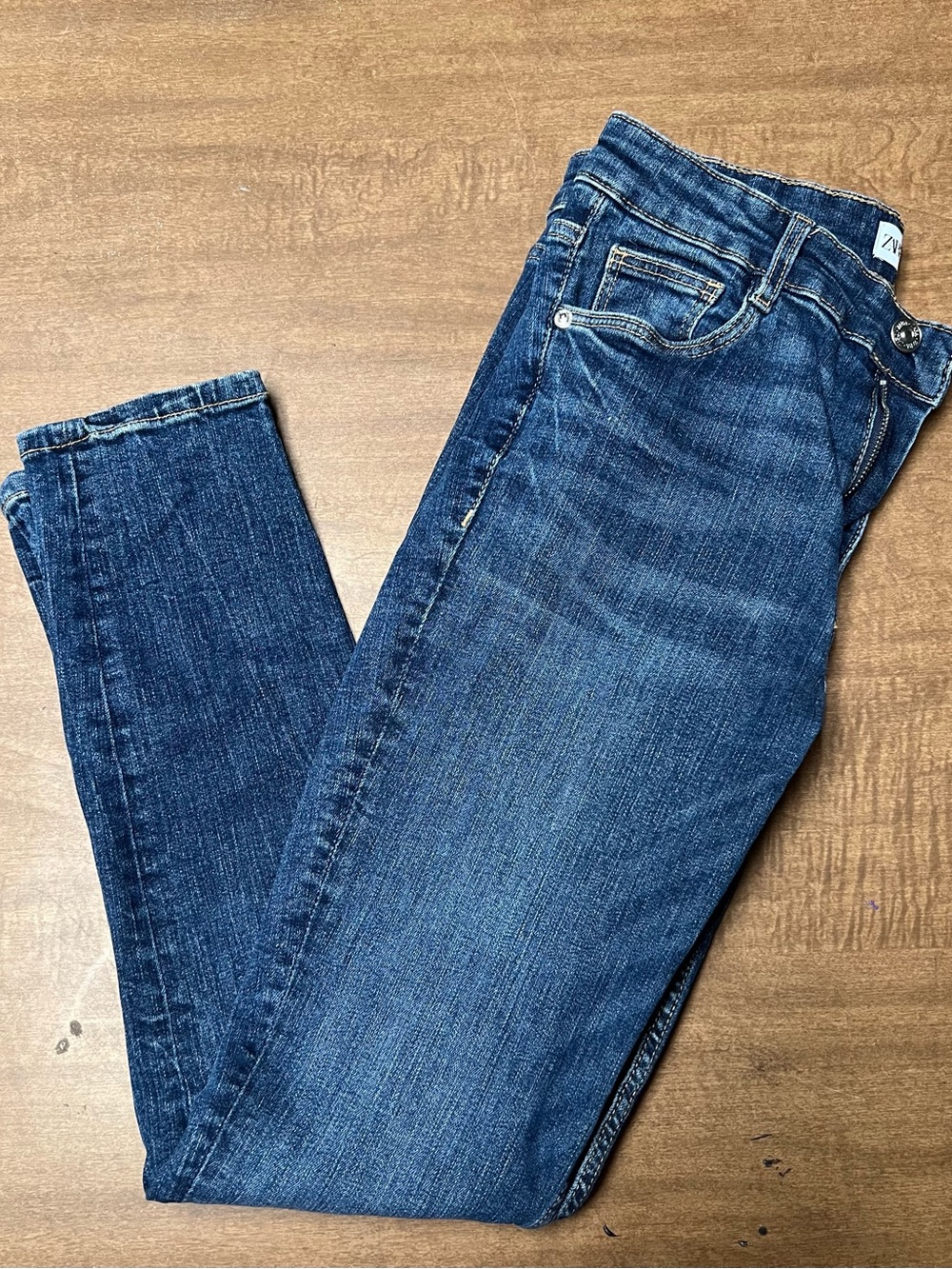 Zara Dark Blue Denim Jeans with Contrast Stitching